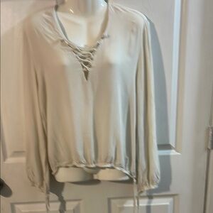 H&M Beige Lace-Up Blouse